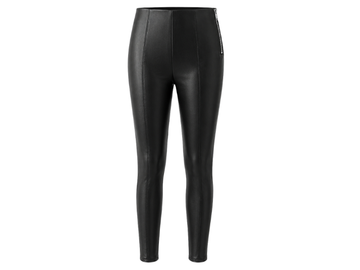 Women’s Faux Leather Leggings Black with Wide Waistband | B2B Low MOQ front design preview