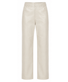Women’s Faux Leather Straight Leg Pants Ecru with Textured Finish | B2B Low MOQ
