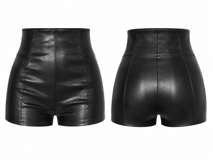 Women’s PU Leather High Waist Shorts Black | B2B Low MOQ