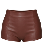 Women’s Faux Leather High Waist Mini Shorts Brown | B2B Low MOQ