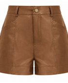 Women’s Faux Leather Tailored Shorts Brown | B2B Low MOQ