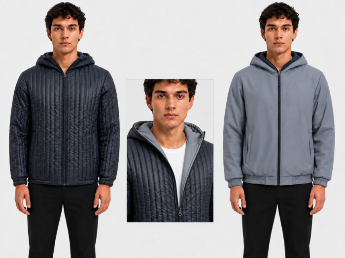 Reversible Hooded Puffer Jacket | B2B Low MOQ Manufacturer