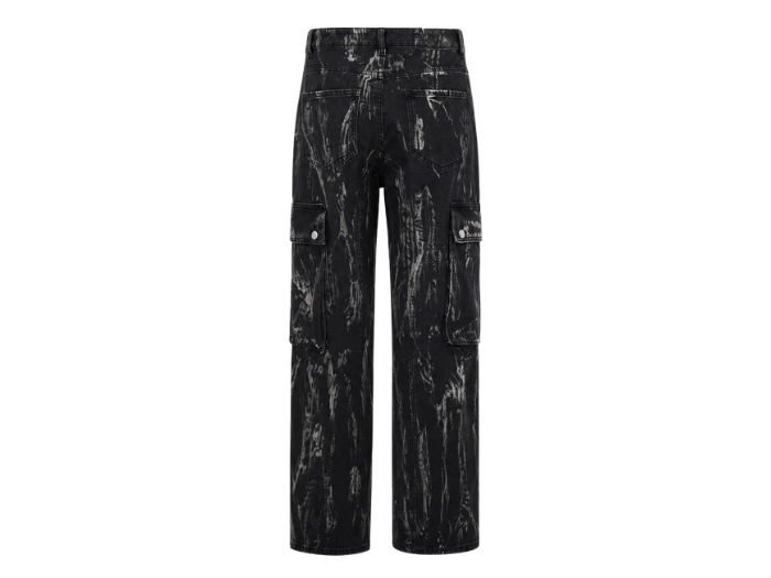 Custom Black White Acid Wash Cargo Pants B2B Low MOQ Manufacturer front design preview