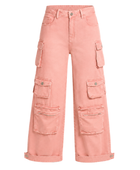 Multi-Pocket Cargo Pants Women’s Pink Acid Wash B2B Low MOQ Manufacturer