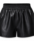 Women’s Faux Leather Elastic Waist Shorts Black | B2B Low MOQ