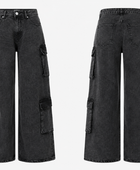 B2B Wide-Leg Cargo Pants Charcoal Black Acid Wash Custom Low MOQ Manufacturer