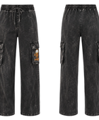Customize Cargo Pants Black Acid Wash Drawstring B2B Low MOQ Manufacturer