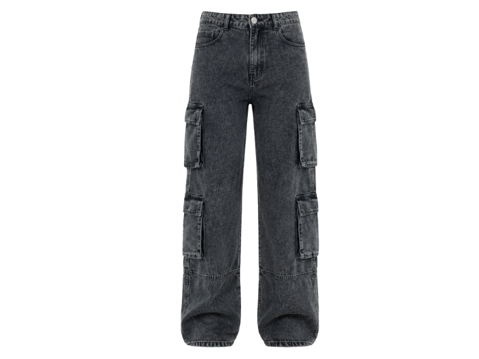 B2B Barrel-Leg Acid Wash Cargo Pants Custom front design preview