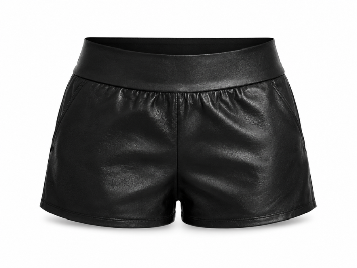 Women’s Faux Leather Relaxed Shorts Black | B2B Low MOQ front design preview