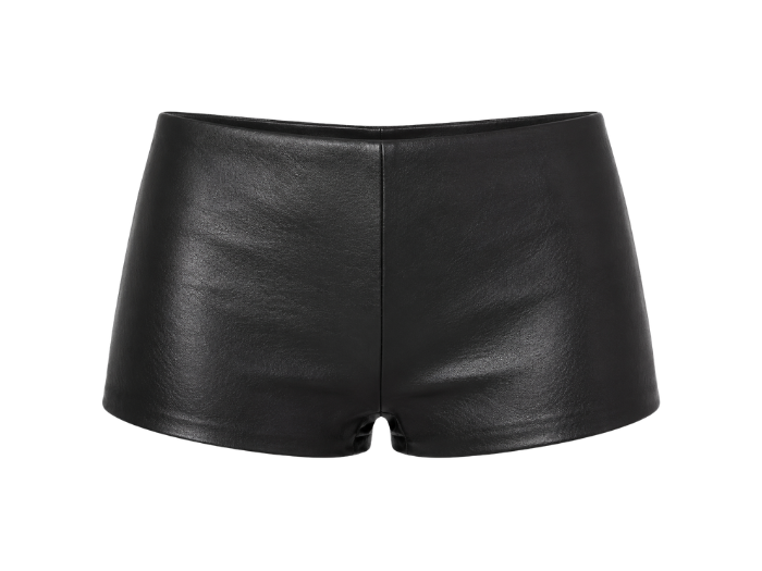 Women’s Faux Leather Micro Shorts Black | B2B Low MOQ front design preview