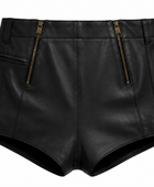 Women’s Leather Zipper Mini Shorts Black | B2B Low MOQ