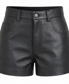 Women’s Leather Tailored Shorts Black with Back Patch Pockets | B2B Low MOQ