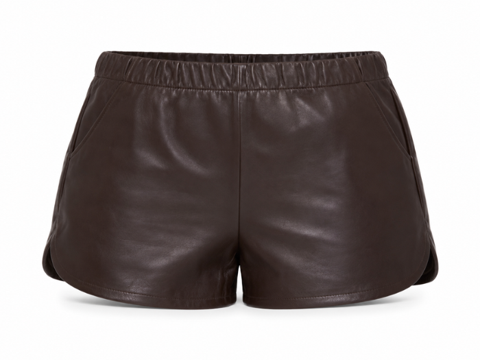 Women’s Faux Leather Wide Leg Shorts Dark Brown | B2B Low MOQ front design preview