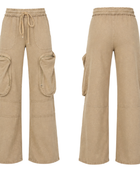 Custom Beige Drawstring Wide-Leg Cargo Pants B2B