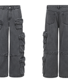 B2B Multi-Pocket Acid Wash Cargo Pants Charcoal Grey Low MOQ Manufacturer