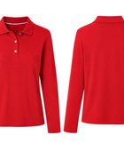 School Long Sleeve Fitted Picot Collar Polo Red | B2B Low MOQ Wholesale
