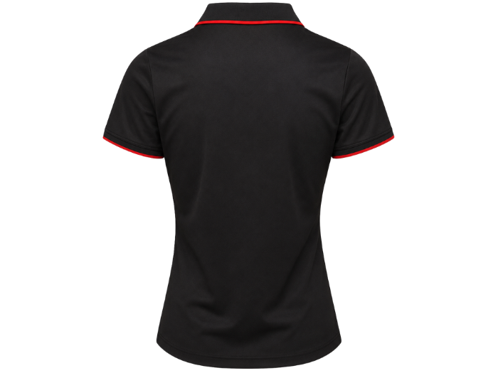 Ladies Contrast Pique Polo Shirt Black and Red | B2B Low MOQ Hospitality Workwear Manufacturer