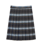 School At-The-Knee Plaid Pleated Skirt Charcoal Grey White Olive | B2B Low MOQ Wholesale