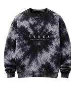 Tie Dye Crewneck Sweatshirt Black and Grey Graphic Design | B2B Low MOQ
