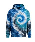 Tie Dye Pullover Hoodie Blue Aqua Black and White Spiral Design | B2B Low MOQ