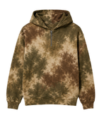 Tie Dye Half Zip Hoodie Olive Brown and Beige All Over Design | B2B Low MOQ