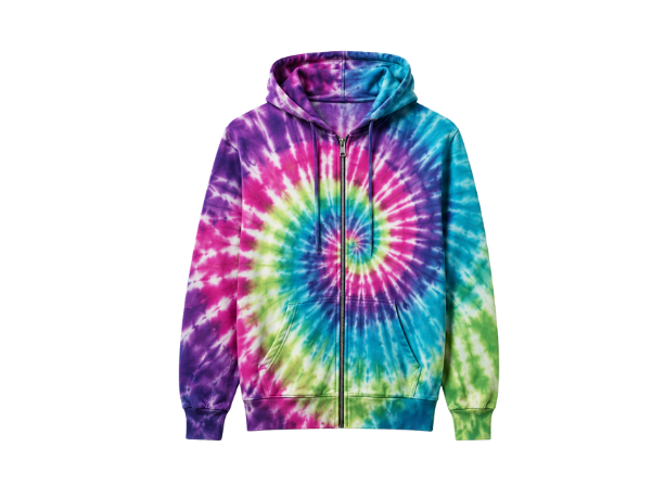 Tie Dye Full Zip Hoodie Multicolour Spiral Design | B2B Low MOQ