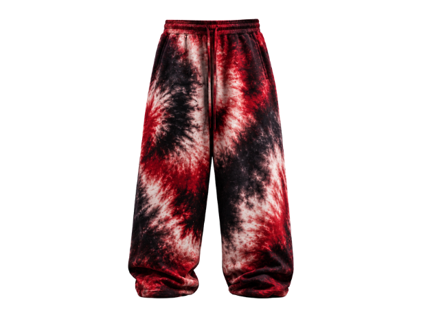 Tie Dye Baggy Trousers Red Black and White All Over Design | B2B Low MOQ
