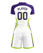 Custom Women’s Flag Football Uniform – White Purple Lime Sublimated Polyester Teamwear
