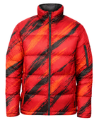 Diagonal Brushstroke-Print Sublimated Puffer Jacket – Red, Orange and Black | B2B Low MOQ