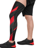 Custom Black Red Rugby Full Leg Sleeve | Wholesale Team Compression Sleeve
