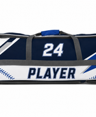 Custom Navy Blue Baseball Rolling Backpack | Wholesale Team Gear Bag for Bulk Orders