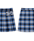 School Plaid Pleated Two-Tab Skort Blue Black | B2B Low MOQ Wholesale