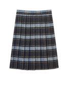 School At-The-Knee Plaid Pleated Skirt Charcoal Grey White Olive | B2B Low MOQ Wholesale