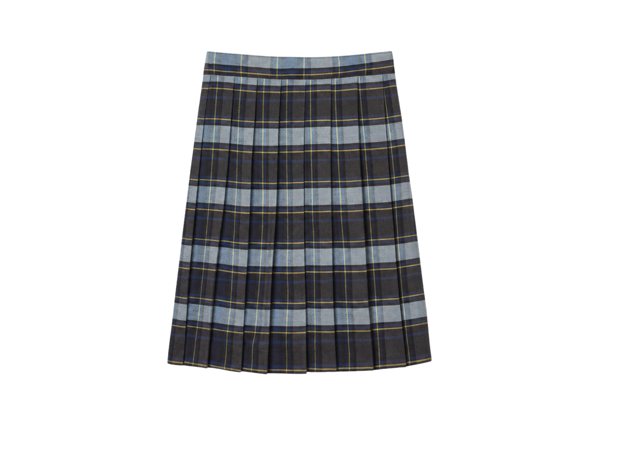 School At-The-Knee Plaid Pleated Skirt Charcoal Grey White Olive | B2B Low MOQ Wholesale