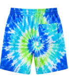Tie Dye Drawstring Shorts Blue Aqua Green and White Spiral Design | B2B Low MOQ
