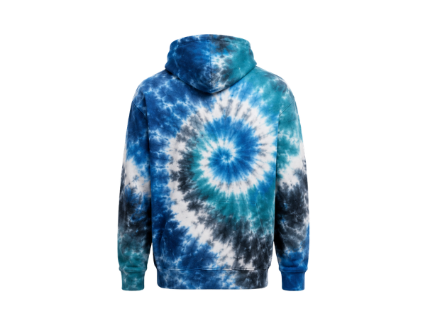 Tie Dye Pullover Hoodie Blue Aqua Black and White Spiral Design | B2B Low MOQ