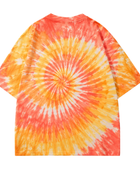 Tie Dye Drop Shoulder T Shirt Orange Yellow and Coral Spiral Design | B2B Low MOQ