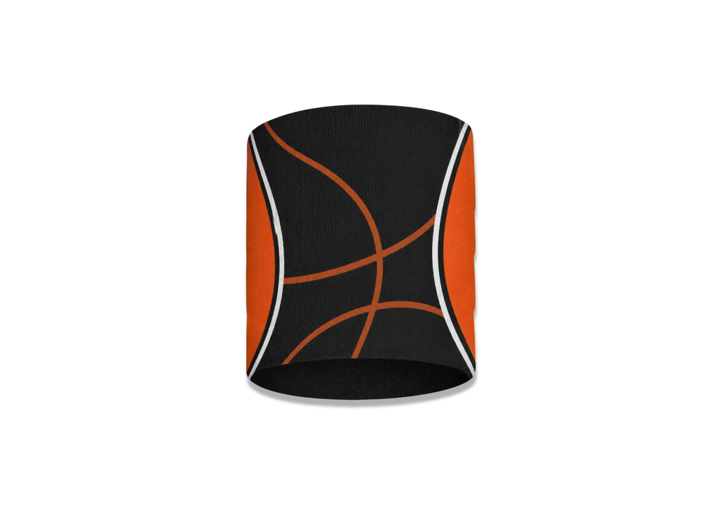 Custom Black Orange Baseball Wrist Band | Wholesale Team Sports Accessory for Bulk Orders front design preview