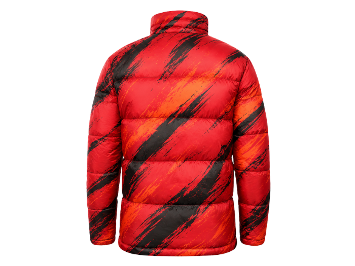 Diagonal Brushstroke-Print Sublimated Puffer Jacket – Red, Orange and Black | B2B Low MOQ
