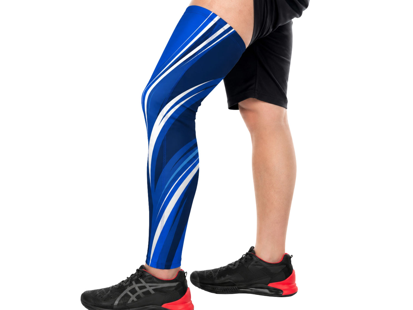 Custom Blue, White Rugby Full Leg Sleeve | Wholesale Team Compression Sleeve for Bulk Orders