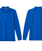 Custom School Uniform Long Sleeve Polo Shirt Blue B2B