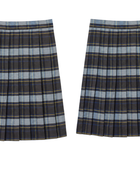 School At-The-Knee Plaid Pleated Skirt Charcoal Grey White Olive | B2B Low MOQ Wholesale