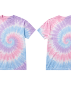 Tie Dye T Shirt Pastel Pink Blue and White Spiral Design | B2B Low MOQ