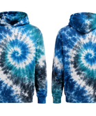 Tie Dye Pullover Hoodie Blue Aqua Black and White Spiral Design | B2B Low MOQ
