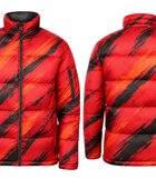 Diagonal Brushstroke-Print Sublimated Puffer Jacket – Red, Orange and Black | B2B Low MOQ