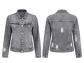 Wholesale Custom Grey Cropped Denim Jacket Manufacturer  Private Label Distressed Jean Jacket