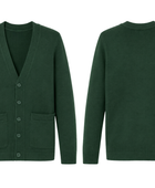 School V-Neck Sweater Cardigan Forest Green | B2B Low MOQ Wholesale Manufacturer