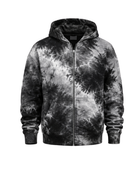 Tie Dye Full Zip Hoodie Black Grey and White All Over Design | B2B Low MOQ