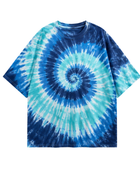 Tie Dye Drop Shoulder T Shirt Blue Aqua and White Spiral Design | B2B Low MOQ