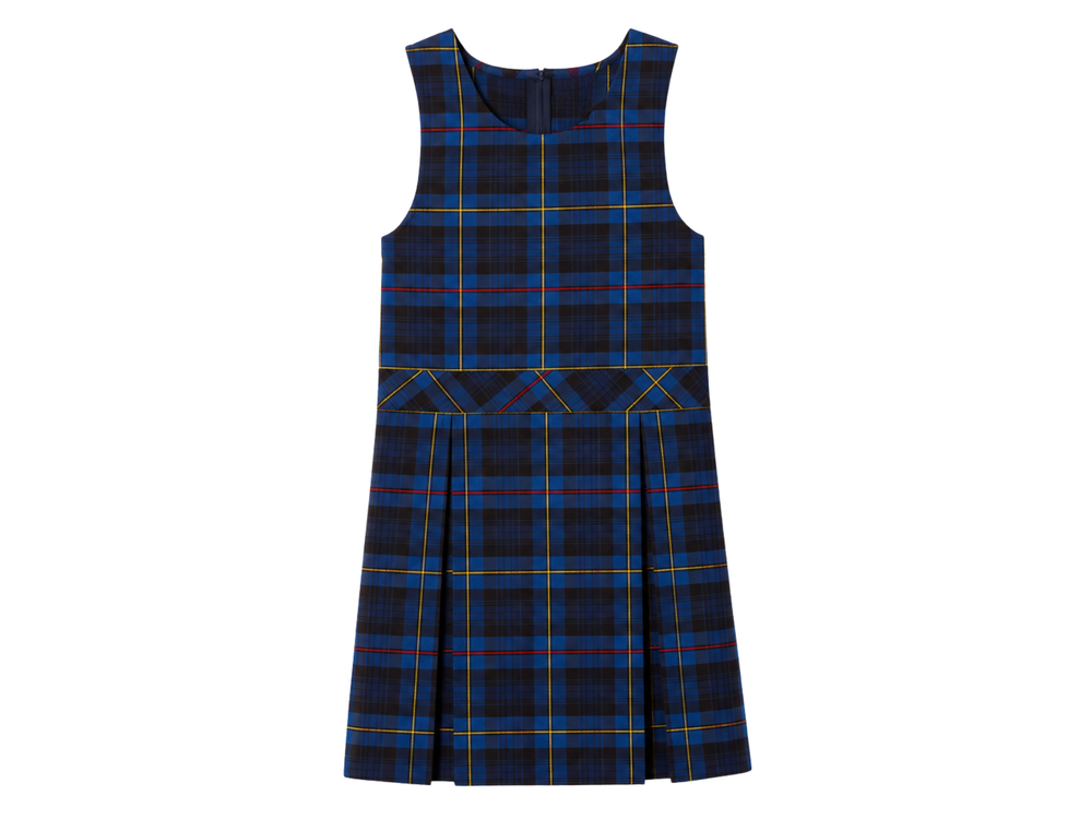 School Plaid Box Pleat Jumper Navy Royal Blue | B2B Low MOQ Wholesale front design preview